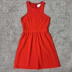 Charles Henry Dress Womens Small Red High Neck Fit & Flare Mini Made USA Party